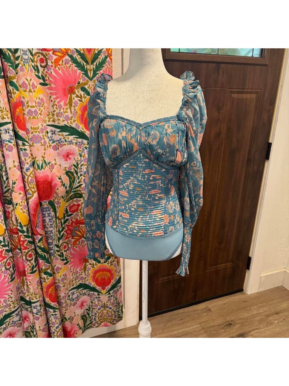 Free People bodysuit with puff sleeves Corsett
